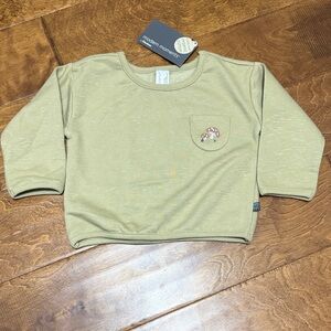 NWT Size 6-9M Olive Longe Sleeve Shirt with Mushroom Pocket